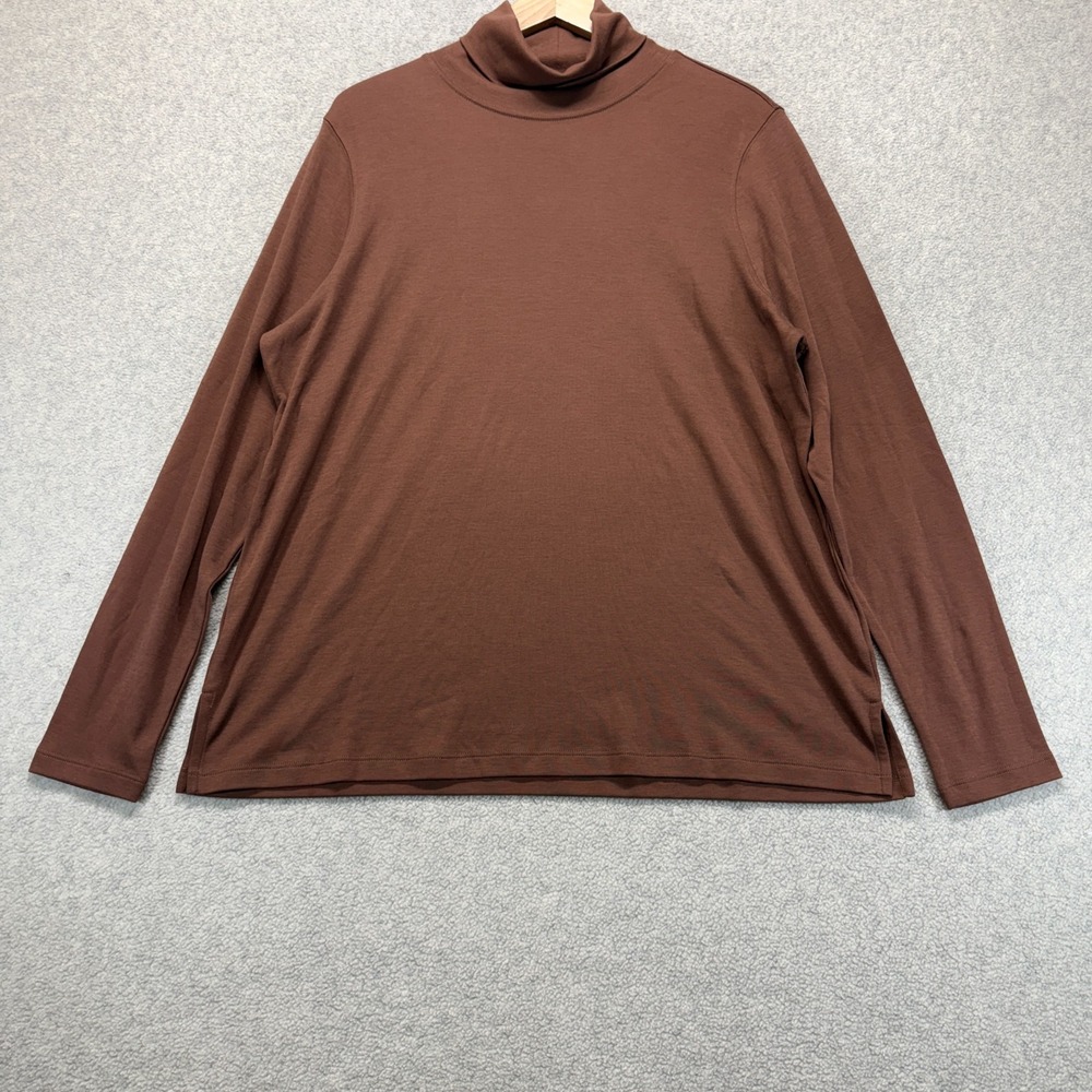 Peruvian Connection Women's Chocolate Brown Turtleneck Long Sleeve Top L